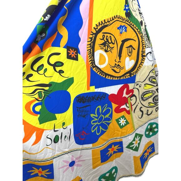 Commense Soleil Sun Multicolor Abstract Sleeveless Empire A Line Midi Dress S - Picture 3 of 5